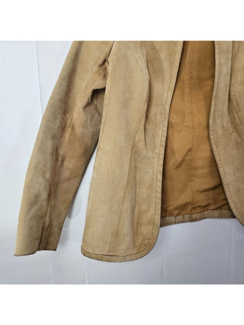 Vintage Wilsons Suede and Leather Jacket Womens 10 Tan Western Coat Streetwear - Picture 3 of 11
